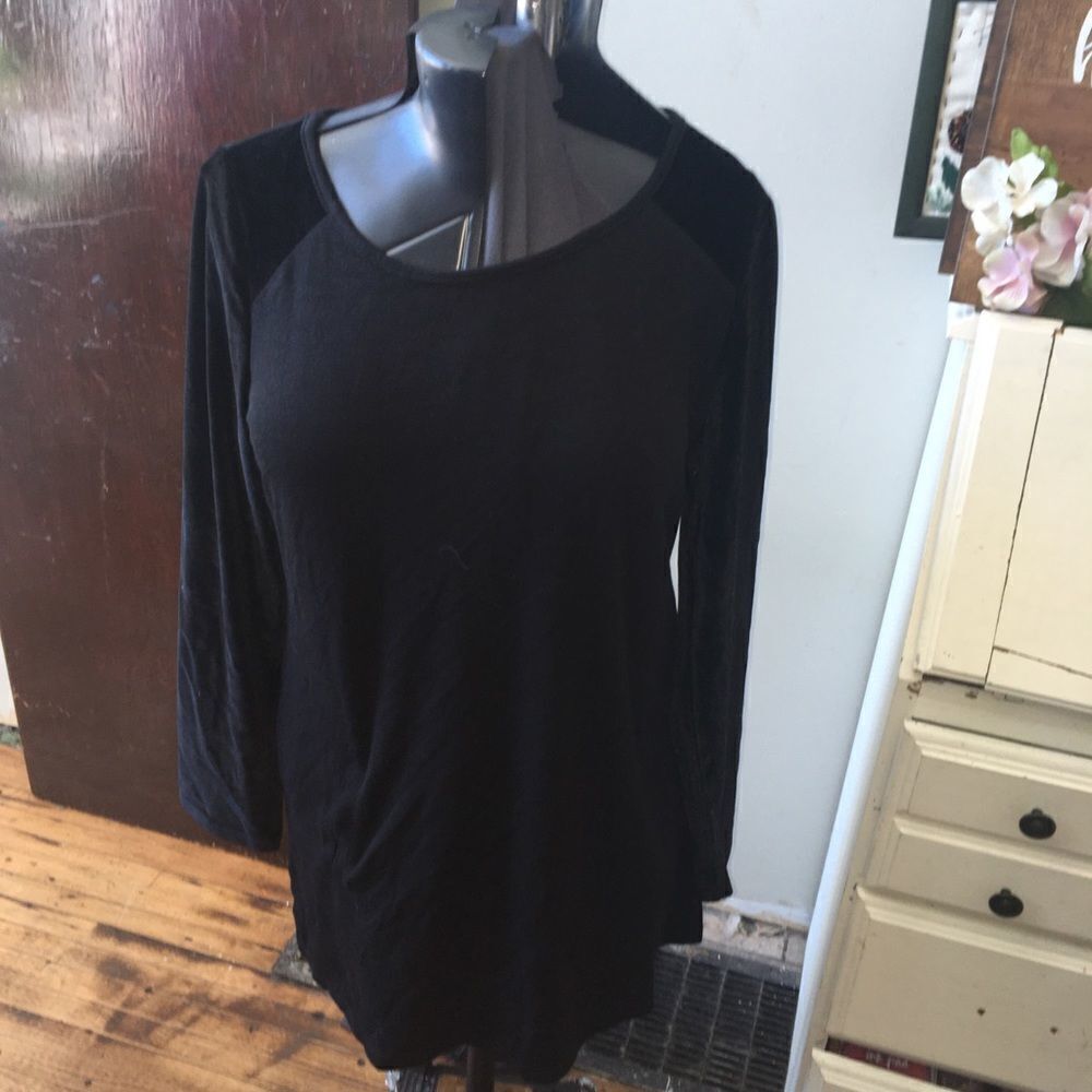 Soft Surroundings M velvet boho flowy sleeve black tunic